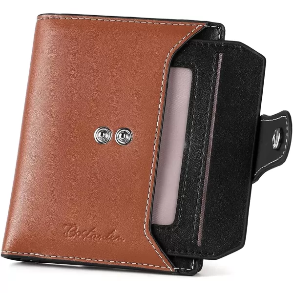BOSTANTEN Women Leather Wallet RFID Blocking Small Bifold Zipper Pocket Wallet Card Case Purse with ID Window