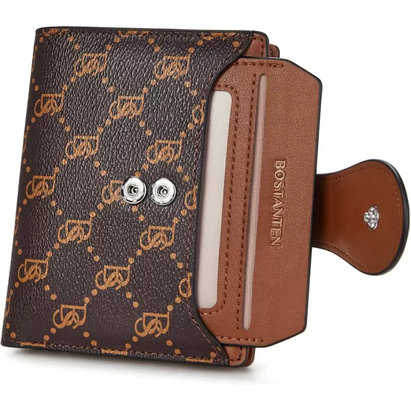 BOSTANTEN Women Leather Wallet RFID Blocking Small Bifold Zipper Pocket Wallet Card Case Purse with ID Window