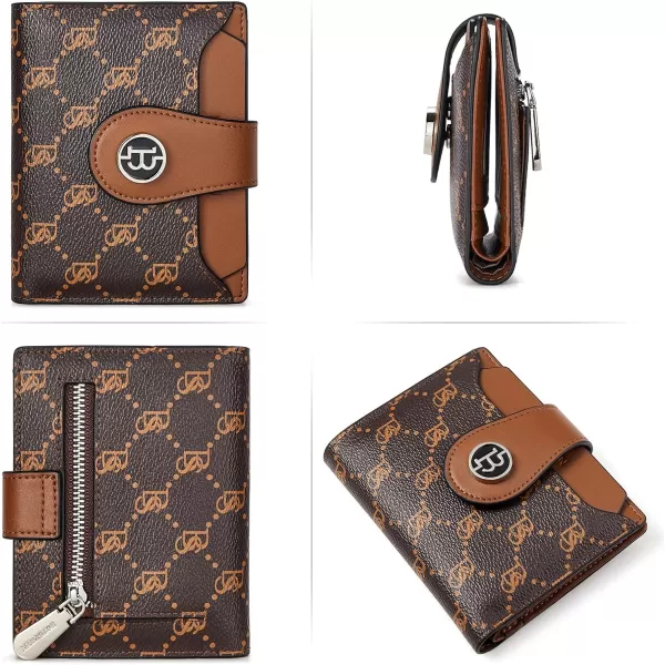 BOSTANTEN Women Leather Wallet RFID Blocking Small Bifold Zipper Pocket Wallet Card Case Purse with ID Window