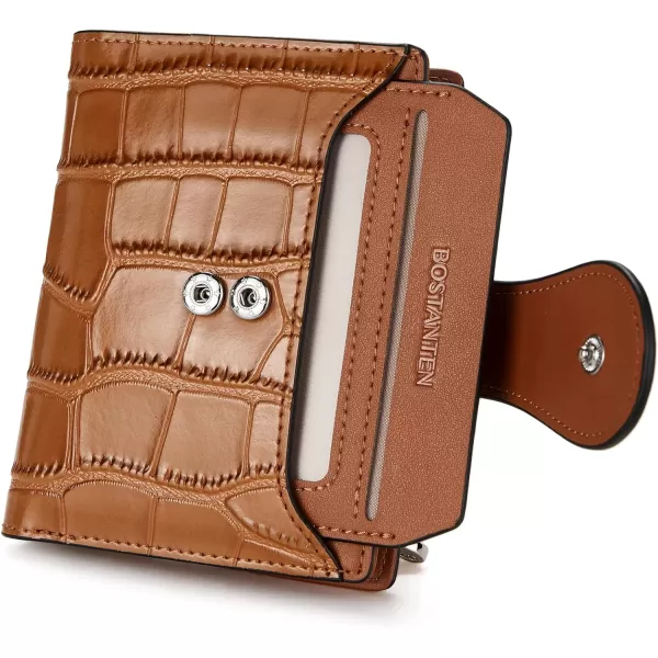 BOSTANTEN Women Leather Wallet RFID Blocking Small Bifold Zipper Pocket Wallet Card Case Purse with ID Window