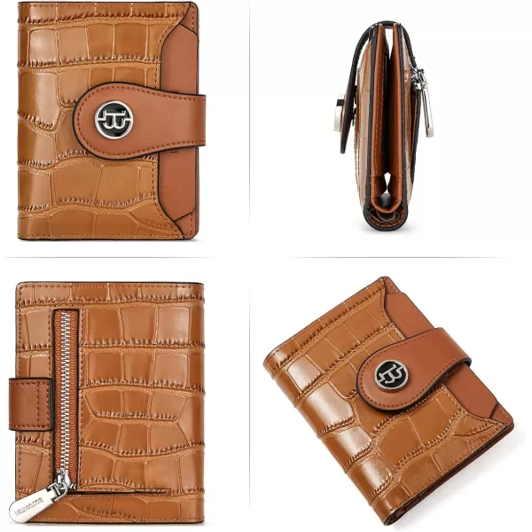 BOSTANTEN Women Leather Wallet RFID Blocking Small Bifold Zipper Pocket Wallet Card Case Purse with ID Window