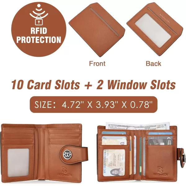 BOSTANTEN Women Leather Wallet RFID Blocking Small Bifold Zipper Pocket Wallet Card Case Purse with ID Window