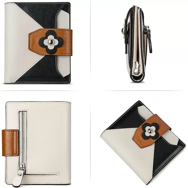 BOSTANTEN Women Leather Wallet RFID Blocking Small Bifold Zipper Pocket Wallet Card Case Purse with ID Window