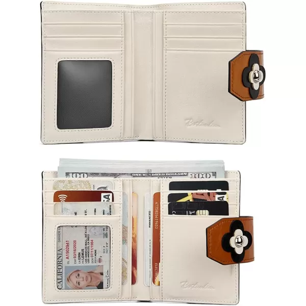 BOSTANTEN Women Leather Wallet RFID Blocking Small Bifold Zipper Pocket Wallet Card Case Purse with ID Window