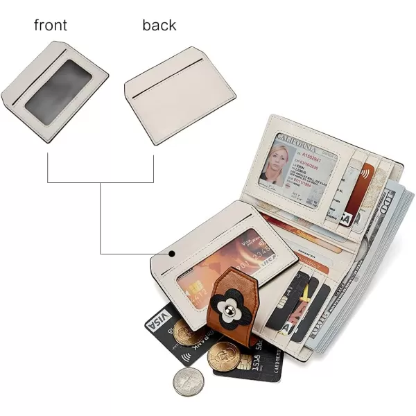 BOSTANTEN Women Leather Wallet RFID Blocking Small Bifold Zipper Pocket Wallet Card Case Purse with ID Window