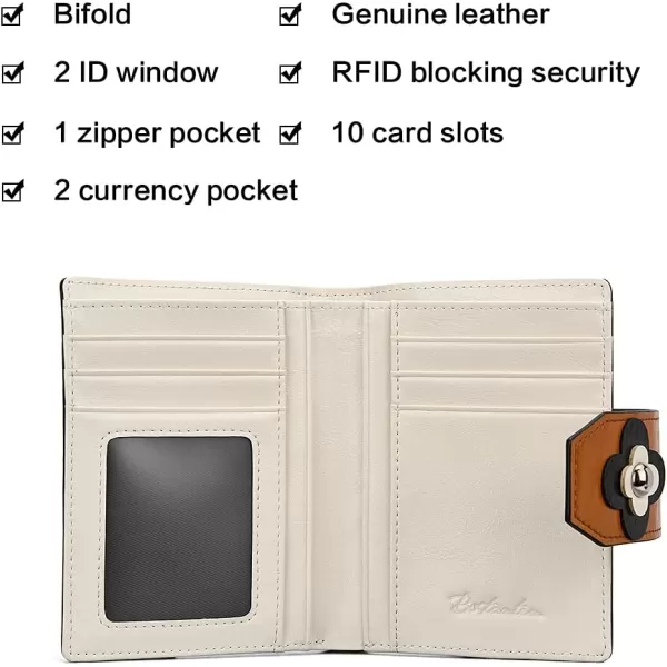 BOSTANTEN Women Leather Wallet RFID Blocking Small Bifold Zipper Pocket Wallet Card Case Purse with ID Window