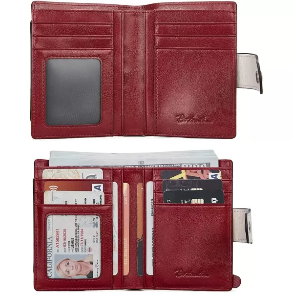 BOSTANTEN Women Leather Wallet RFID Blocking Small Bifold Zipper Pocket Wallet Card Case Purse with ID Window