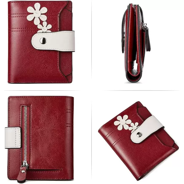 BOSTANTEN Women Leather Wallet RFID Blocking Small Bifold Zipper Pocket Wallet Card Case Purse with ID Window