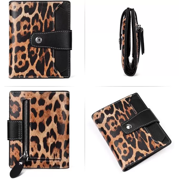 BOSTANTEN Women Leather Wallet RFID Blocking Small Bifold Zipper Pocket Wallet Card Case Purse with ID Window