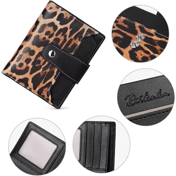 BOSTANTEN Women Leather Wallet RFID Blocking Small Bifold Zipper Pocket Wallet Card Case Purse with ID Window