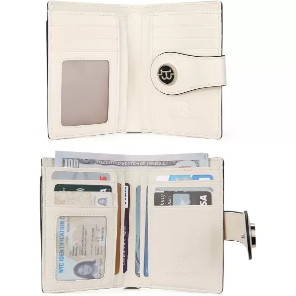 BOSTANTEN Women Leather Wallet RFID Blocking Small Bifold Zipper Pocket Wallet Card Case Purse with ID Window