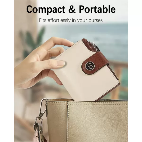 BOSTANTEN Women Leather Wallet Small RFID Blocking Bifold Zipper Pocket Wallet Card Case with ID Window Peacock Blue