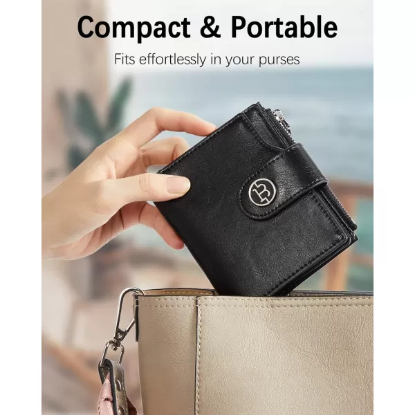 BOSTANTEN Women Leather Wallet Small RFID Blocking Bifold Zipper Pocket Wallet Card Case with ID Window Peacock Blue