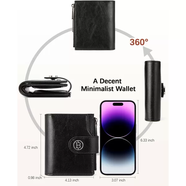 BOSTANTEN Women Leather Wallet Small RFID Blocking Bifold Zipper Pocket Wallet Card Case with ID Window Peacock Blue