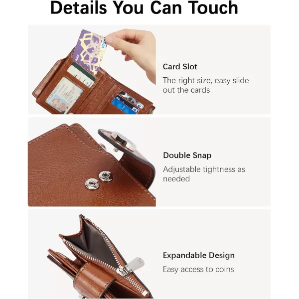 BOSTANTEN Women Leather Wallet Small RFID Blocking Bifold Zipper Pocket Wallet Card Case with ID Window Peacock Blue