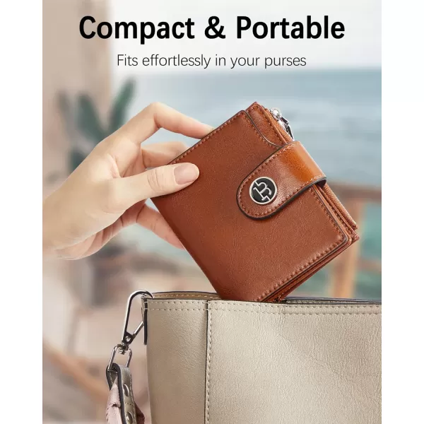 BOSTANTEN Women Leather Wallet Small RFID Blocking Bifold Zipper Pocket Wallet Card Case with ID Window Peacock Blue