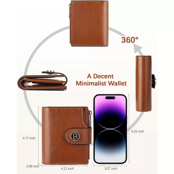 BOSTANTEN Women Leather Wallet Small RFID Blocking Bifold Zipper Pocket Wallet Card Case with ID Window Peacock Blue