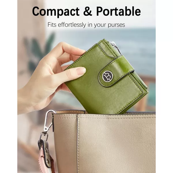 BOSTANTEN Women Leather Wallet Small RFID Blocking Bifold Zipper Pocket Wallet Card Case with ID Window Peacock Blue