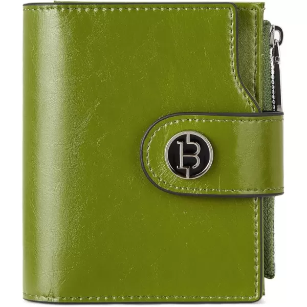 BOSTANTEN Women Leather Wallet Small RFID Blocking Bifold Zipper Pocket Wallet Card Case with ID Window Peacock Blue