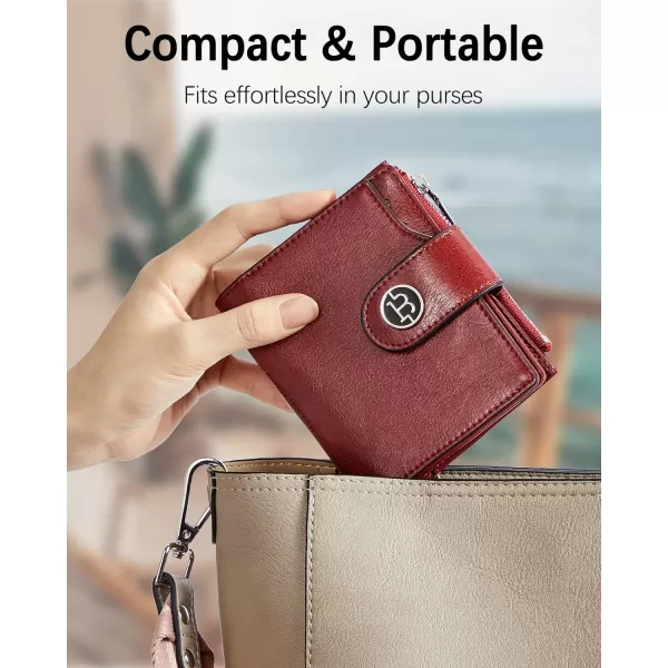 BOSTANTEN Women Leather Wallet Small RFID Blocking Bifold Zipper Pocket Wallet Card Case with ID Window Peacock Blue