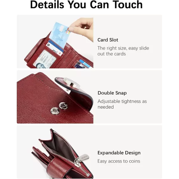 BOSTANTEN Women Leather Wallet Small RFID Blocking Bifold Zipper Pocket Wallet Card Case with ID Window Peacock Blue