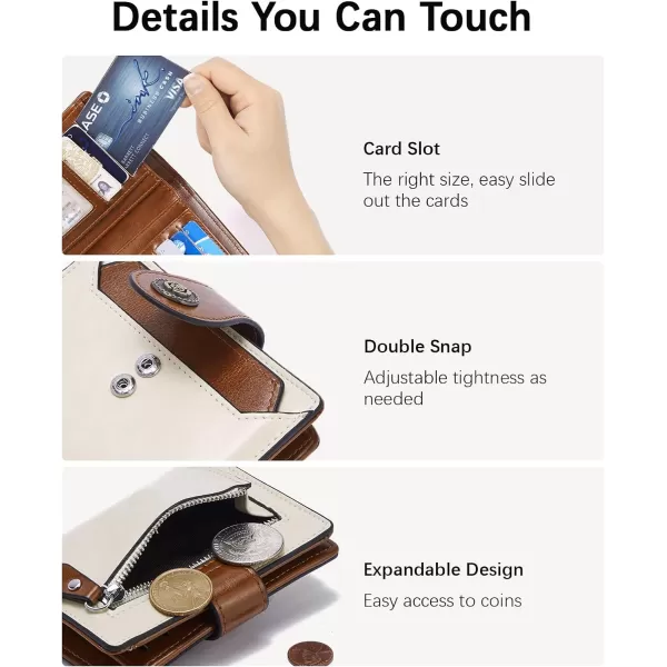 BOSTANTEN Women Leather Wallet Small RFID Blocking Bifold Zipper Pocket Wallet Card Case with ID Window Peacock Blue