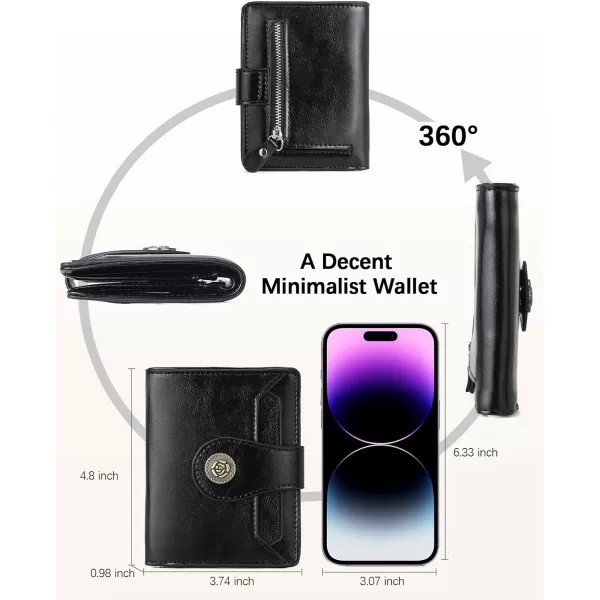 BOSTANTEN Women Leather Wallet Small RFID Blocking Bifold Zipper Pocket Wallet Card Case with ID Window Peacock Blue