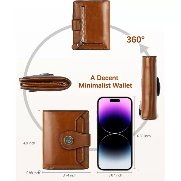 BOSTANTEN Women Leather Wallet Small RFID Blocking Bifold Zipper Pocket Wallet Card Case with ID Window Peacock Blue