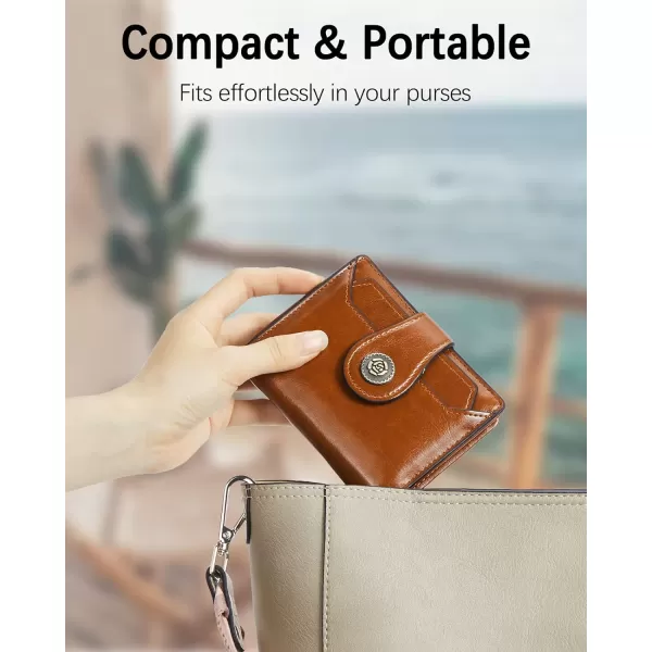 BOSTANTEN Women Leather Wallet Small RFID Blocking Bifold Zipper Pocket Wallet Card Case with ID Window Peacock Blue