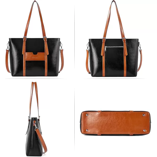 BOSTANTEN Womens Leather Laptop Tote Office Shoulder Handbag Vintage Briefcase 15.6 inch Computer Work Purse