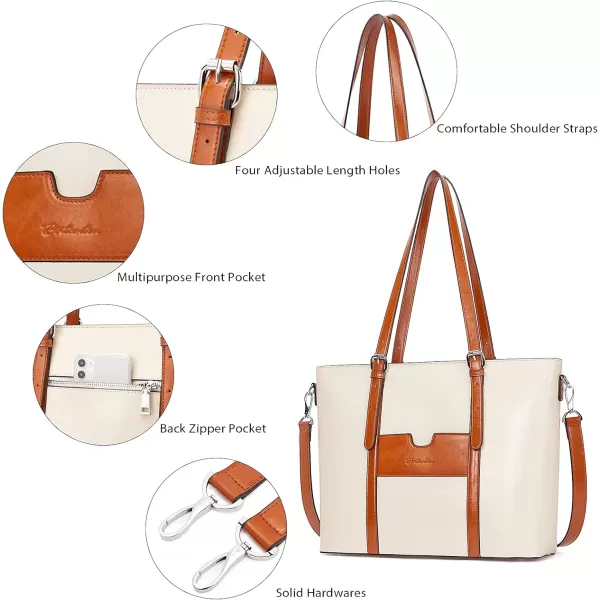 BOSTANTEN Womens Leather Laptop Tote Office Shoulder Handbag Vintage Briefcase 15.6 inch Computer Work Purse