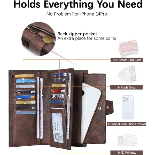 BOSTANTEN Womens Leather Wallets RFID Blocking Large Capacity Trifold Card Holder Ladies Phone Clutch