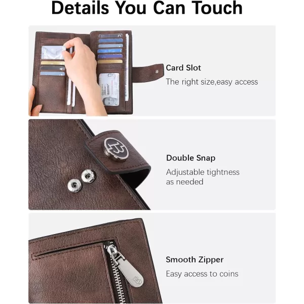 BOSTANTEN Womens Leather Wallets RFID Blocking Large Capacity Trifold Card Holder Ladies Phone Clutch