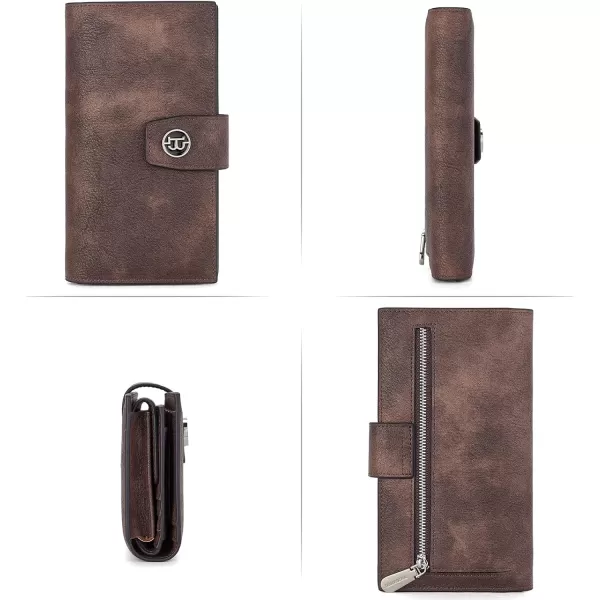 BOSTANTEN Womens Leather Wallets RFID Blocking Large Capacity Trifold Card Holder Ladies Phone Clutch