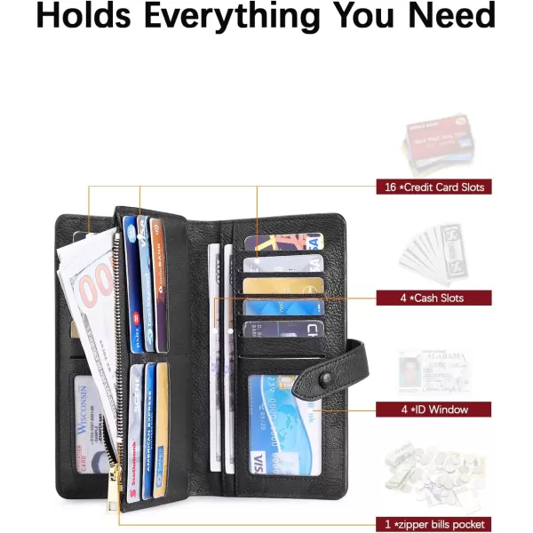 BOSTANTEN Womens Leather Wallets RFID Blocking Large Capacity Trifold Card Holder Ladies Phone Clutch