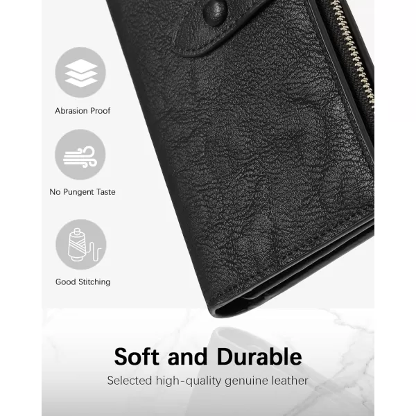 BOSTANTEN Womens Leather Wallets RFID Blocking Large Capacity Trifold Card Holder Ladies Phone Clutch