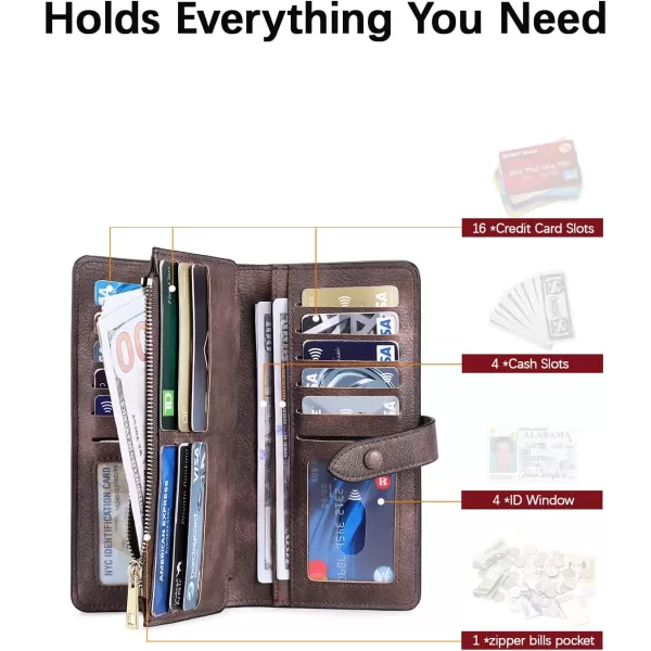 BOSTANTEN Womens Leather Wallets RFID Blocking Large Capacity Trifold Card Holder Ladies Phone Clutch