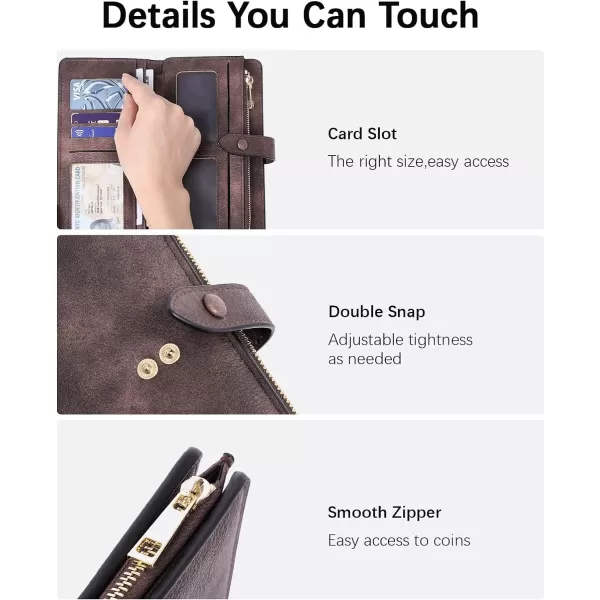 BOSTANTEN Womens Leather Wallets RFID Blocking Large Capacity Trifold Card Holder Ladies Phone Clutch