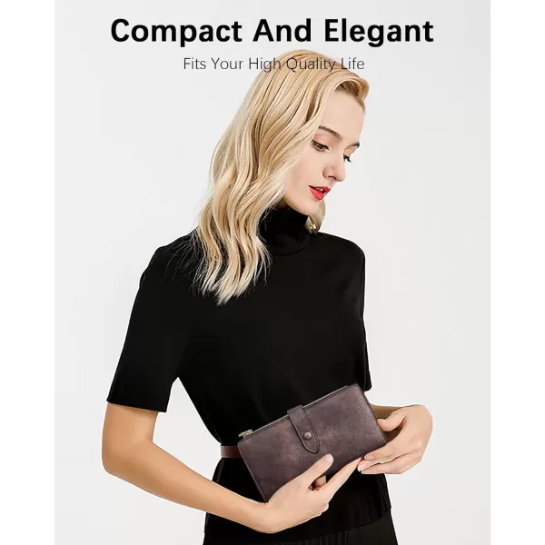 BOSTANTEN Womens Leather Wallets RFID Blocking Large Capacity Trifold Card Holder Ladies Phone Clutch