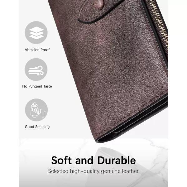 BOSTANTEN Womens Leather Wallets RFID Blocking Large Capacity Trifold Card Holder Ladies Phone Clutch