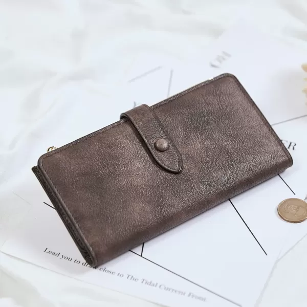 BOSTANTEN Womens Leather Wallets RFID Blocking Large Capacity Trifold Card Holder Ladies Phone Clutch