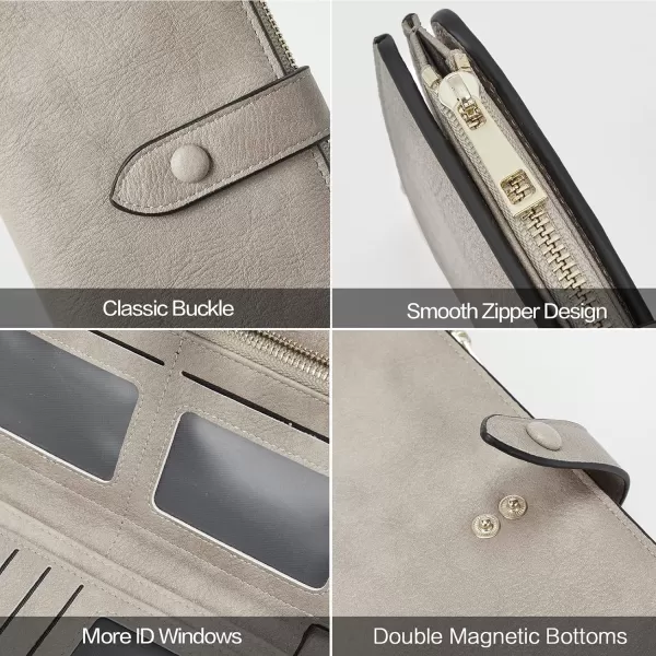 BOSTANTEN Womens Leather Wallets RFID Blocking Large Capacity Trifold Card Holder Ladies Phone Clutch