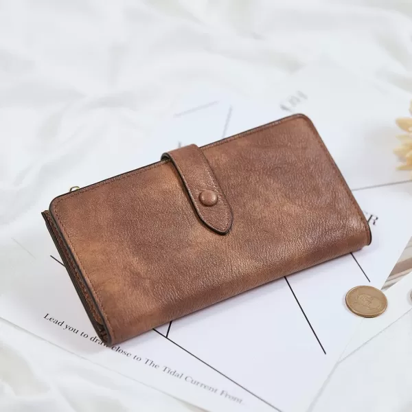 BOSTANTEN Womens Leather Wallets RFID Blocking Large Capacity Trifold Card Holder Ladies Phone Clutch