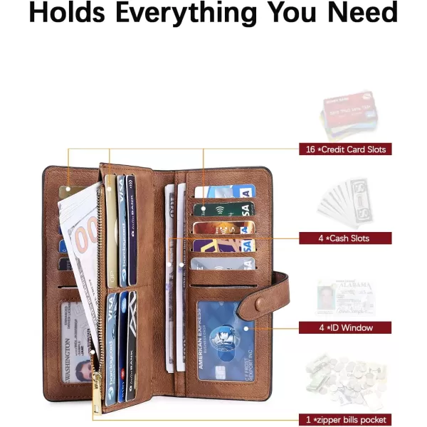 BOSTANTEN Womens Leather Wallets RFID Blocking Large Capacity Trifold Card Holder Ladies Phone Clutch