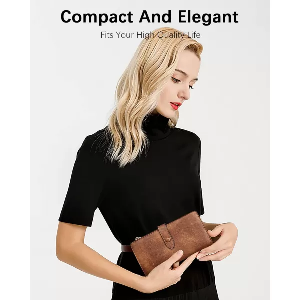 BOSTANTEN Womens Leather Wallets RFID Blocking Large Capacity Trifold Card Holder Ladies Phone Clutch