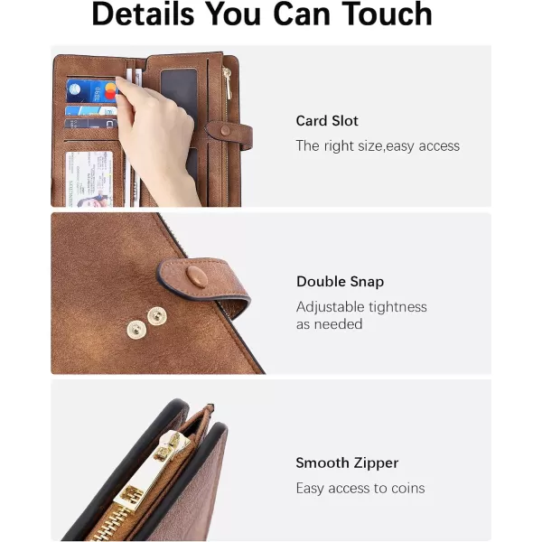 BOSTANTEN Womens Leather Wallets RFID Blocking Large Capacity Trifold Card Holder Ladies Phone Clutch