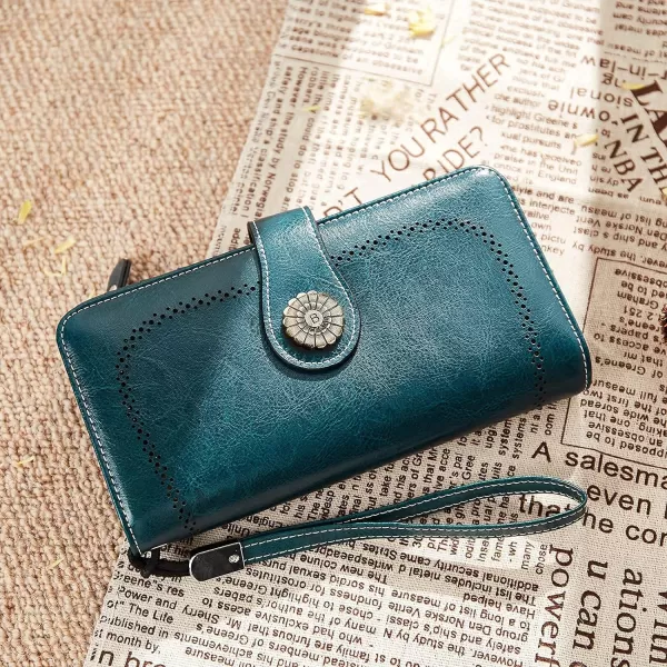 BOSTANTEN Womens Wallet Genuine Leather Large Capacity Wristlet Clutch Purse Credit Card Holder with RFID Blocking
