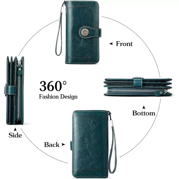 BOSTANTEN Womens Wallet Genuine Leather Large Capacity Wristlet Clutch Purse Credit Card Holder with RFID Blocking