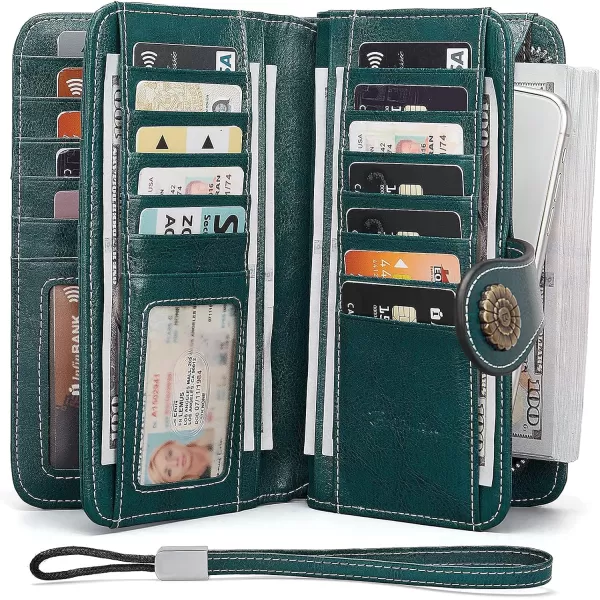 BOSTANTEN Womens Wallet Genuine Leather Large Capacity Wristlet Clutch Purse Credit Card Holder with RFID Blocking