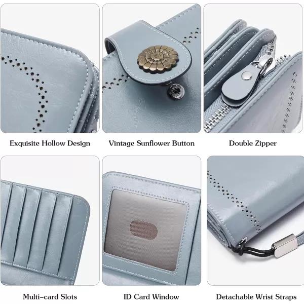 BOSTANTEN Womens Wallet Genuine Leather Large Capacity Wristlet Clutch Purse Credit Card Holder with RFID Blocking